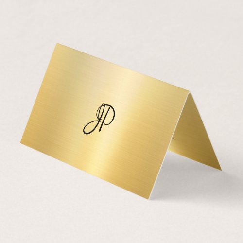 Calligraphed Monogram Modern Faux Gold Script Business Card