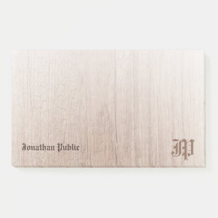 Calligraphed Monogram Template Custom Wood Look Post-it Notes