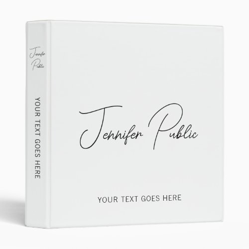 Calligraphed Name Add Logo Script Text Here 3 Ring Binder