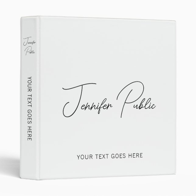 Calligraphed Name Add Logo Script Text Here 3 Ring Binder (Front/Spine)