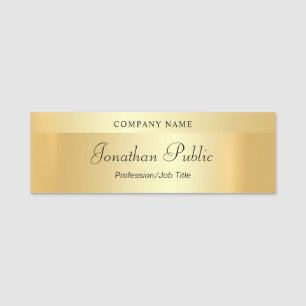 Calligraphed Script Elegant Gold Template Modern Name Tag