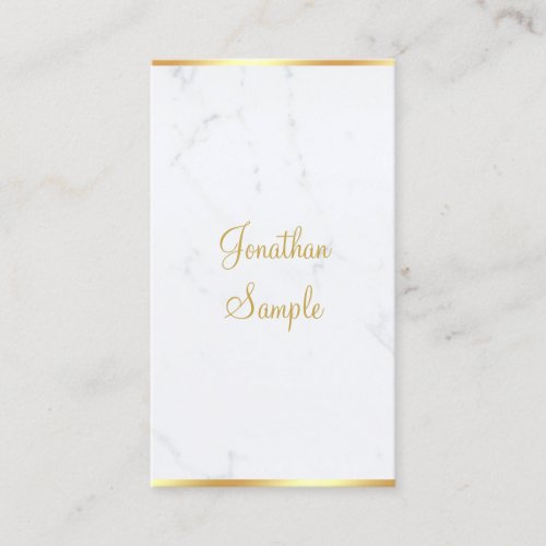 Calligraphed Script Elegant Marble Gold Modern Business Card