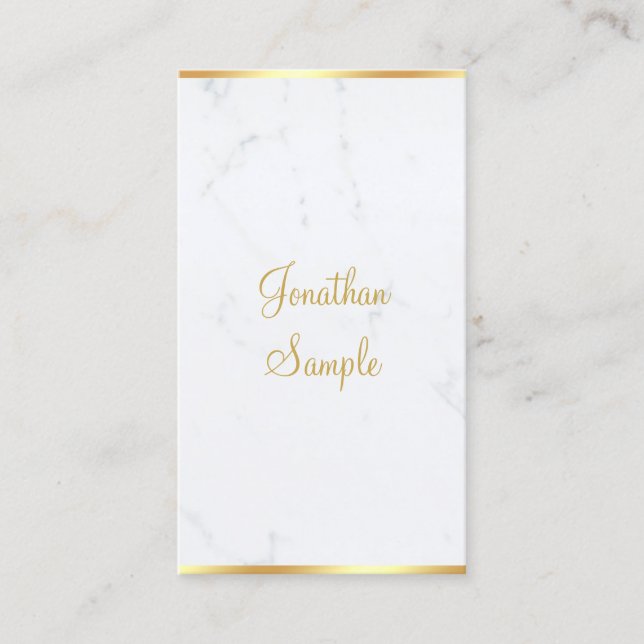 Calligraphed Script Elegant Marble Gold Modern Business Card (Front)