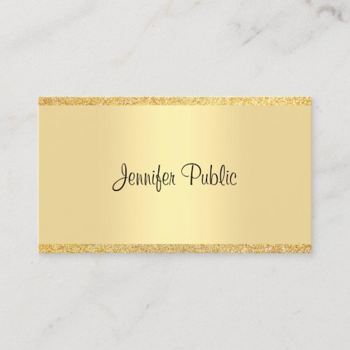 Calligraphed Script Gold Glitter Modern Template Business Card