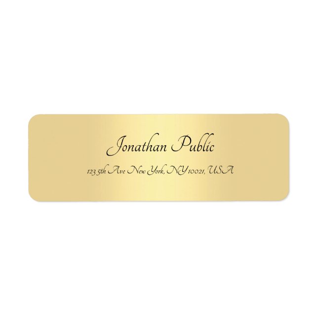 Calligraphed Script Gold Minimalist Template Chic Label (Front)