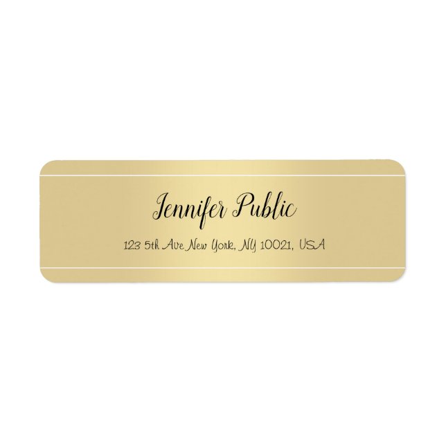 Calligraphed Script Gold Template Return Address Label (Front)