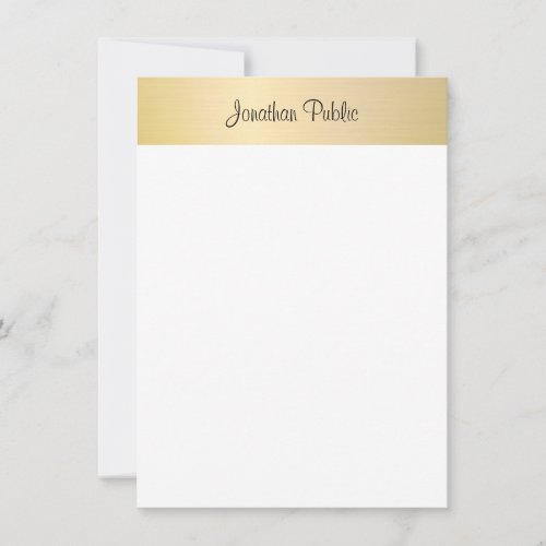 Calligraphed Script Modern Creative Gold Look Note Card