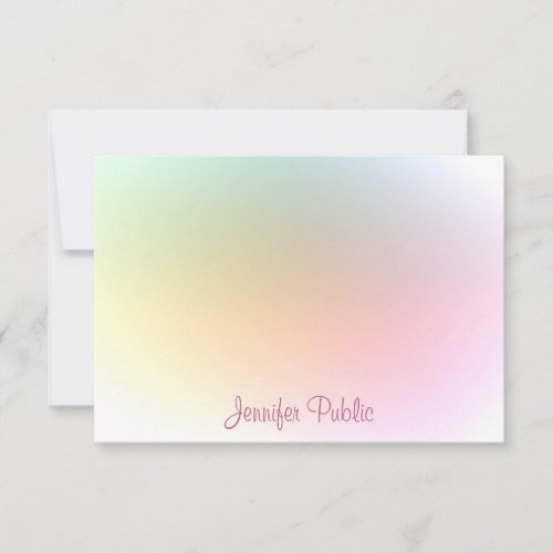 Calligraphed Script Modern Trendy Colorful Trendy Note Card