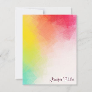 Calligraphed Script Monogram Rainbow Colors Note Card