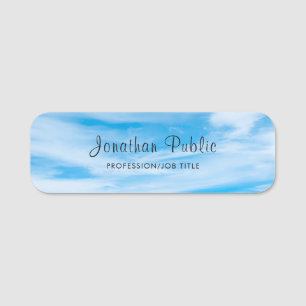 Calligraphed Script Name Blue Sky Clouds Template Tag