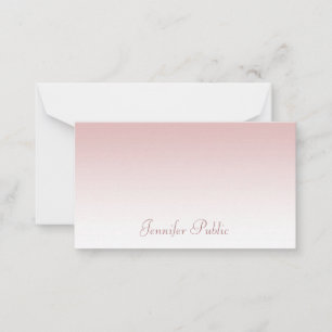 Calligraphed Script Name Modern Rose Gold Trendy Note Card