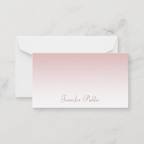 Calligraphed Script Name Modern Rose Gold Trendy Note Card