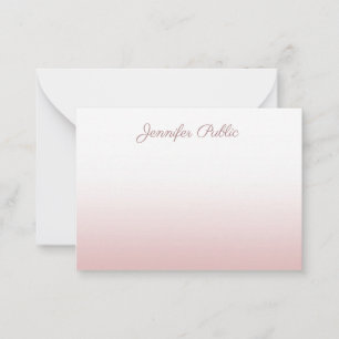 Calligraphed Script Name Rose Gold Elegant Note Card