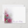 Calligraphed Script Name Watercolor Roses Flowers Note Card