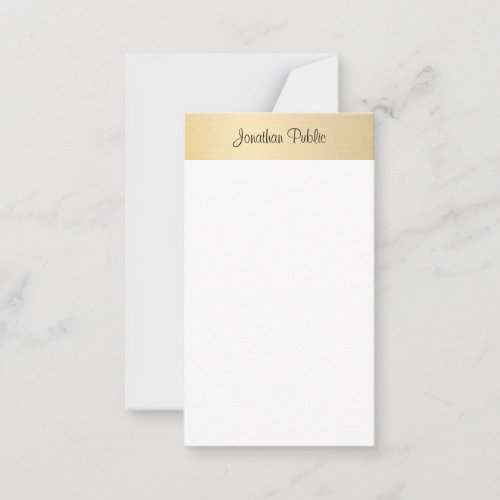 Calligraphed Script Stylish Gold Look Elegant Note Card