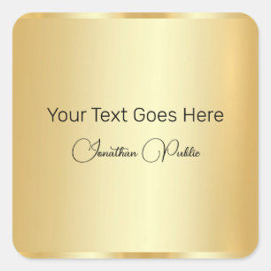 Calligraphed Script Template Gold Look Elegant Square Sticker