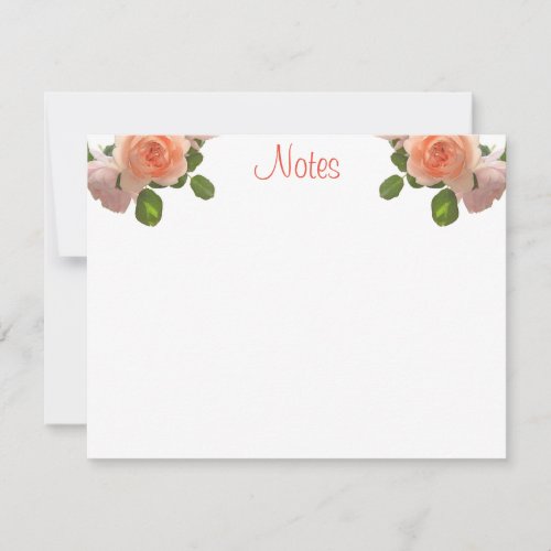 Calligraphed Script Trendy Watercolor Roses Floral Note Card