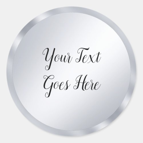 Calligraphed Silver Look Elegant Script Template Classic Round Sticker