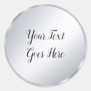 Calligraphed Silver Look Elegant Script Template Classic Round Sticker
