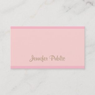 Calligraphed Template Elegant Pink Gold Script Top Business Card