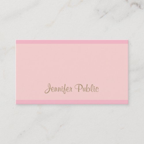 Calligraphed Template Elegant Pink Gold Script Top Business Card