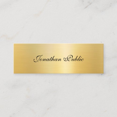 Calligraphed Template Modern Elegant Gold Look Mini Business Card