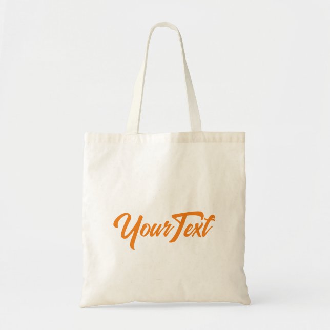 Calligraphed Text Orange Color Template Customer Tote Bag (Front)