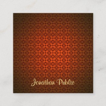 Calligraphed Text Template Red Damask Professional Square Business Card by art_grande at Zazzle