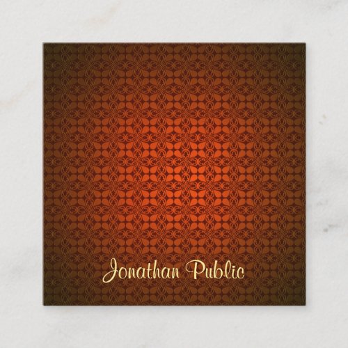 Calligraphed Text Template Red Damask Professional Square Business Card