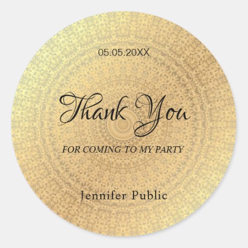 Calligraphed Thank You Gold Elegant Template Classic Round Sticker