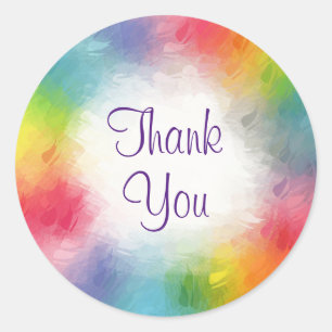 Calligraphed Thank You Text Colorful Template Classic Round Sticker
