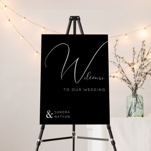 Calligraphic Black Welcome to Our Wedding Sign