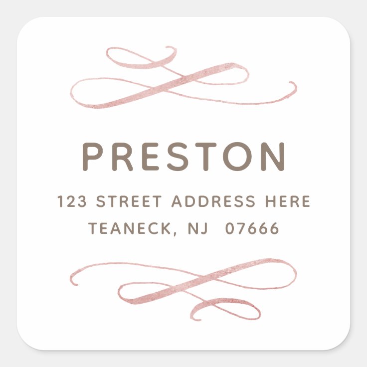 Calligraphic Blush Swirls Address Sticker Zazzle