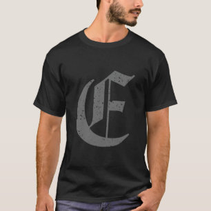 Calligraphic Capital Letter E Grunge T-Shirt