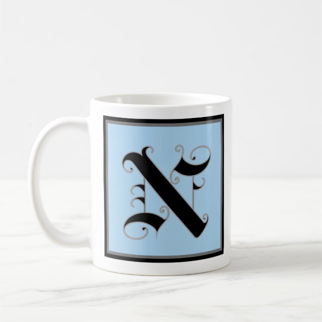 Calligraphic Capital Letter N Coffee Mug (Left)