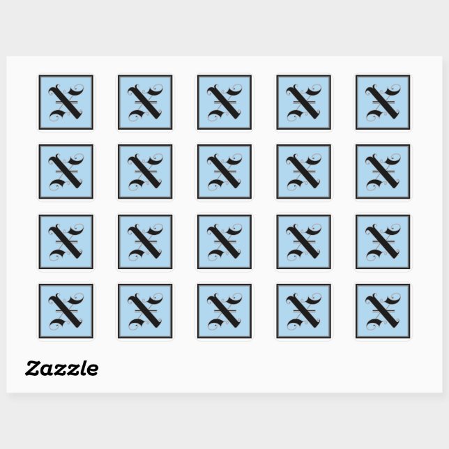 Calligraphic Capital Letter X Square Sticker (Sheet)