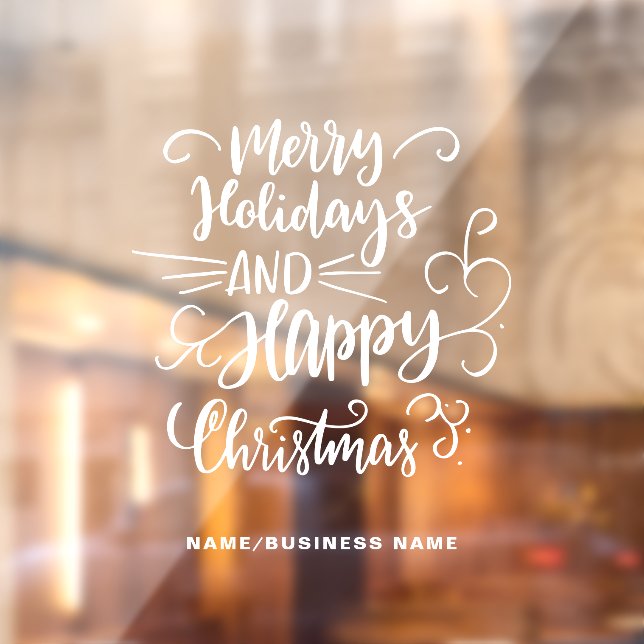 Calligraphic Christmas Holidays Company Name Window Cling (Sheet 2)