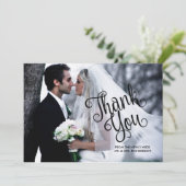 Calligraphic Custom Photo Wedding Thank You Card | Zazzle