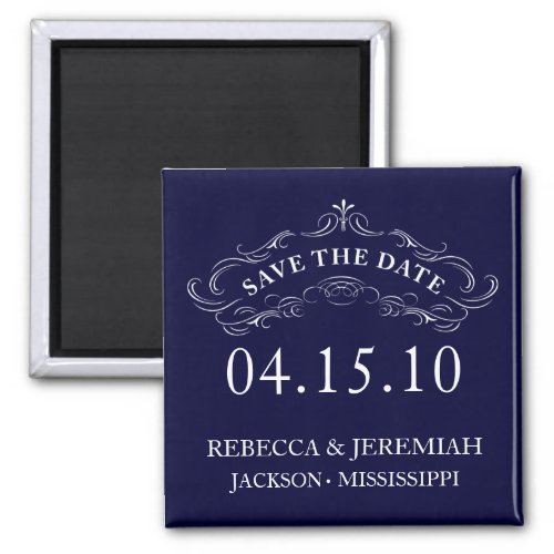 Calligraphic Flourish Save the Date Magnet