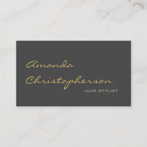 Calligraphic Grey Chic Hair Stylist Business Card