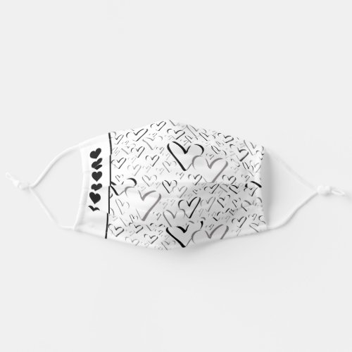 Calligraphic Minimalist Heart Shapes Hearts White Adult Cloth Face Mask