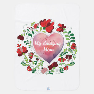 Calligraphic Script Amazing Mom Mother day Heart Baby Blanket