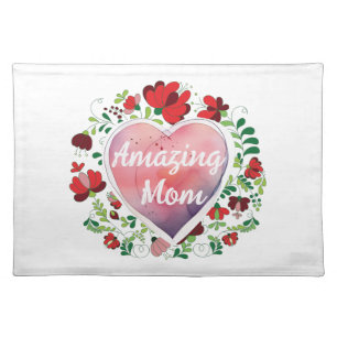 Calligraphic Script Amazing Mom, Mother's day Gift Cloth Placemat