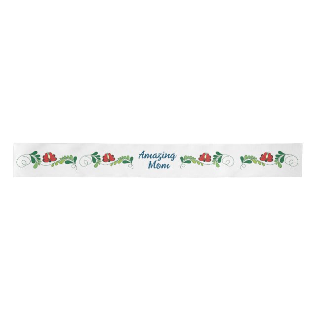 Calligraphic Script Amazing Mom Mother's day Gift Satin Ribbon (Front)