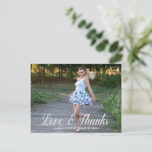 Calligraphic Script Photo Graduation Thank You Postcard