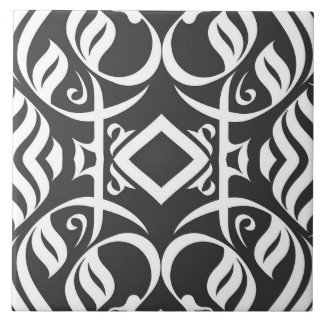 Calligraphic Tile in Balck and White