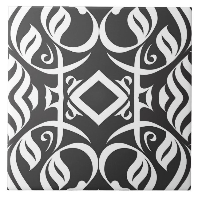 Calligraphic Tile in Balck and White (Front)
