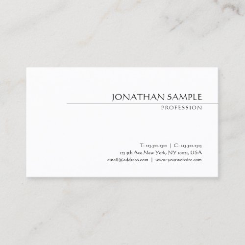Calligraphic Typed Elegant Minimalist Modern Plain Business Card
