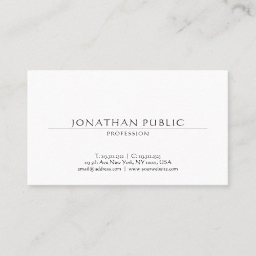Calligraphic Typed Elegant Simple Professional Top Business Card