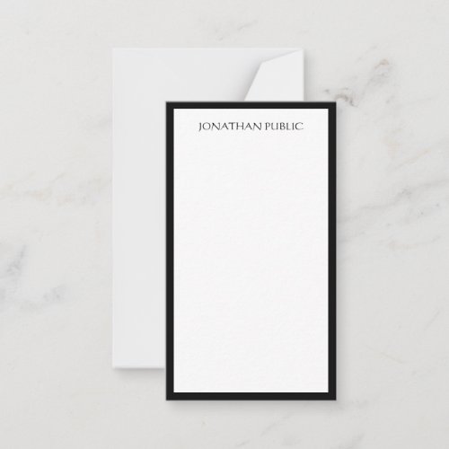 Calligraphic Typed Simple Black White Vertical Note Card